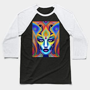 Catgirl DMTfied (6) - Trippy Psychedelic Art Baseball T-Shirt